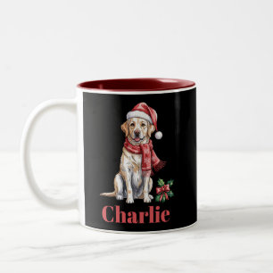 Tasse 2 Couleurs Noël Labrador Retriever Nom Personnalisé
