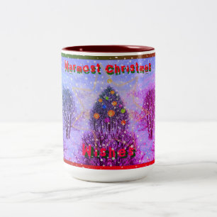 Tasse 2 Couleurs Noël le plus chaud souhaits Arbre coloré neige