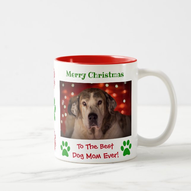Tasse 2 Couleurs Noël Meilleur chien Maman Jour animal de compagnie (Droit)