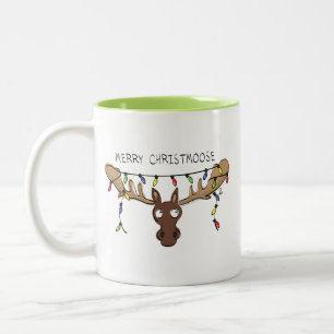 Tasse 2 Couleurs Noël Moose Cute Amusant Animal de Noël