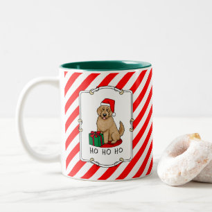 Tasse 2 Couleurs Noël Père Noël Goldendoodle (rouge or) Chien migno