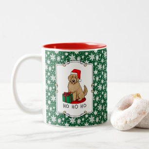 Tasse 2 Couleurs Noël Père Noël Goldendoodle (rouge or) Chien migno