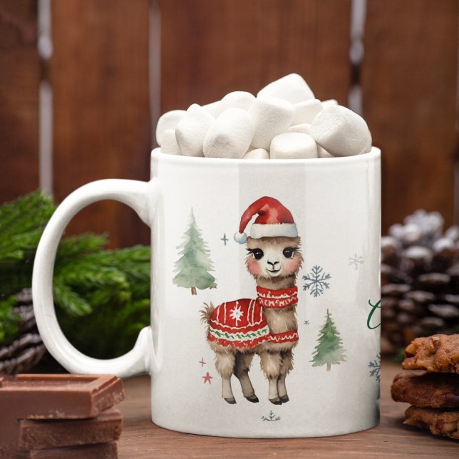 Tasse 2 Couleurs Noël personnalisé Cute Llama (Créateur téléchargé)