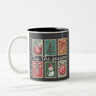 Tasse 2 Couleurs Noël Rétro C'est La Saison Hiver Cosy Père Noël 