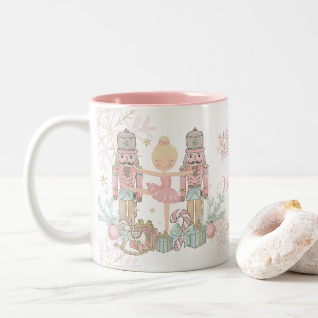 Tasse 2 Couleurs Noel rose pâle Pastel de Nutcracker (Avec donut)