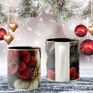Tasse 2 Couleurs Noël Rouge Poinsettia