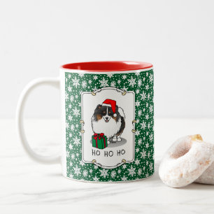 Tasse 2 Couleurs Noël Santa Hat Pomeranian (tri-couleur) mignonne