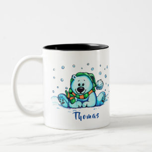Tasse 2 Couleurs Noël Vacances mignonne Ours Musique d'hiver