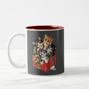 Tasse 2 Couleurs Noël vintage années 90 amateur de chats rétro chat