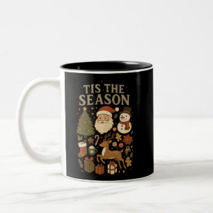 Tasse 2 Couleurs Noël Vintage C'est la Saison Rétro Père Noël