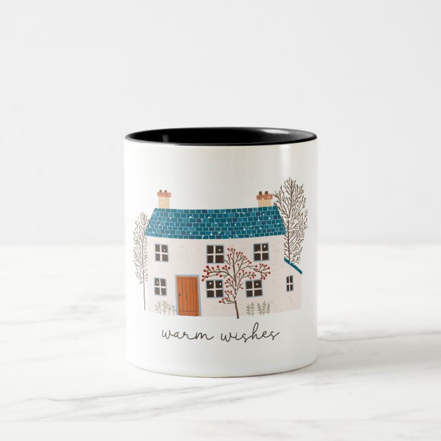 Tasse 2 Couleurs Noël voeux chaleureux (Centre)