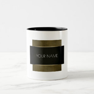 Tasse 2 Couleurs Noir Blanc Noir Noir Géométrie Minimale Conceptuel
