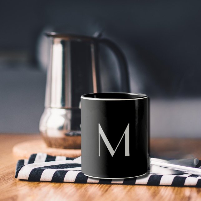 Tasse 2 Couleurs Noir et blanc - ajouter du monogramme (Créateur téléchargé)