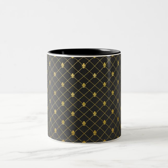 Tasse 2 Couleurs Noir et or. Fleur De Lis. (Centre)