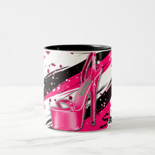 Tasse 2 Couleurs Noir, rose et blanc Hauts talons chauds