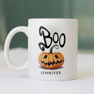 Tasse 2 Couleurs Nom de citrouille Halloween orange noir Spooky Boo
