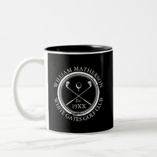 Tasse 2 Couleurs Nom de club de golf noir et blanc personnalisé