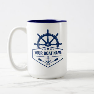Tasse 2 Couleurs Nom de votre bateau Oars de Ancre nautique de gran