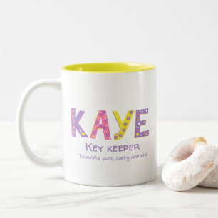 Tasse 2 Couleurs Nom des filles Kaye signifiant étoile jaune violet