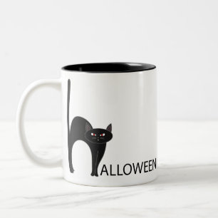 Tasse 2 Couleurs Nom du chat noir Halloween