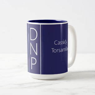 Tasse 2 Couleurs Nom du diplômé Bleu DNP