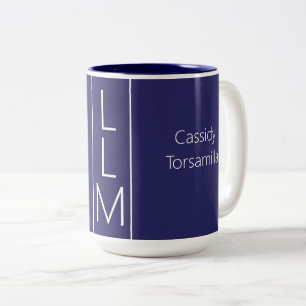 Tasse 2 Couleurs Nom du diplômé Bleu LLM