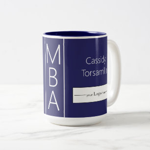 Tasse 2 Couleurs Nom du diplômé Logo MBA bleu