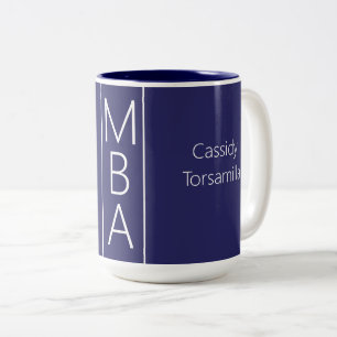 Tasse 2 Couleurs Nom du diplômé MBA bleu