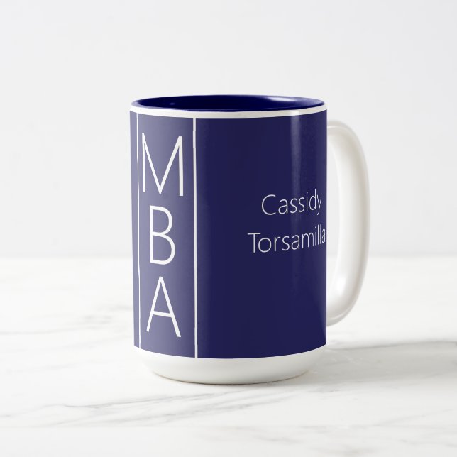 Tasse 2 Couleurs Nom du diplômé MBA bleu (Devant droit)