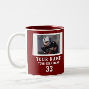 Tasse 2 Couleurs Nom du Joueur Rouge Numéro Équipe Photo