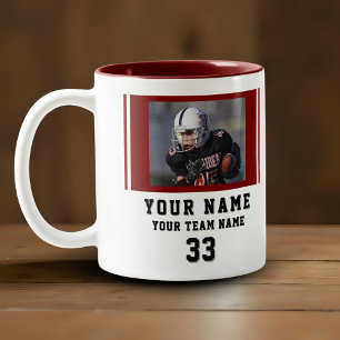 Tasse 2 Couleurs Nom du Joueur Rouge Numéro Équipe Photo