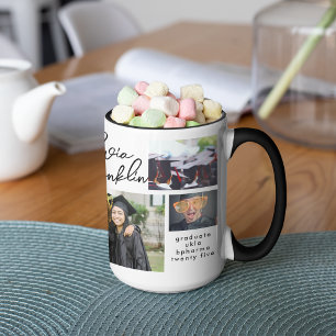 Tasse 2 Couleurs Nom Editable Multi Photo Grad 2024 Collage scolair