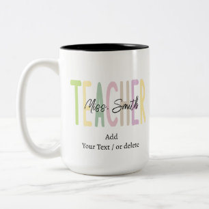 Tasse 2 Couleurs Nom et texte de l'enseignant personnalisé Appréc
