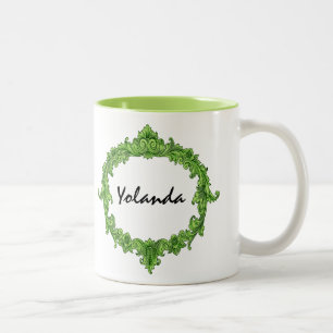 Tasse 2 Couleurs Nom fait sur commande vintage fleuri 12 de