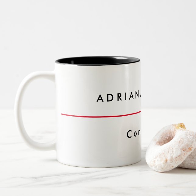 Tasse 2 Couleurs Nom minimaliste professionnel noir blanc clair (Avec donut)