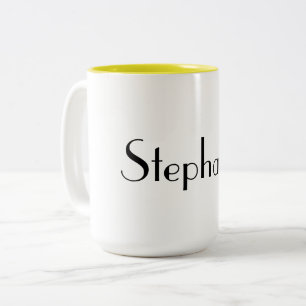 Tasse 2 Couleurs Nom Monogram Modèle Jaune Blanc Cool Cadeau
