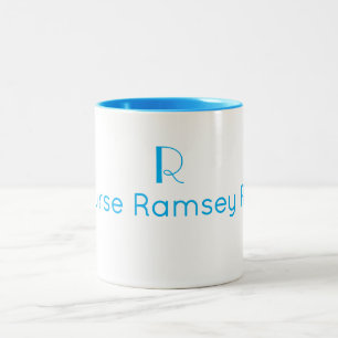 Tasse 2 Couleurs Nom Monogramme Minimaliste Bleu Ciel Infirmière Sc