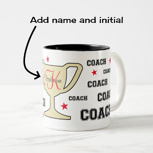 Tasse 2 Couleurs Nom monographique personnalisé pour entraîneur spo