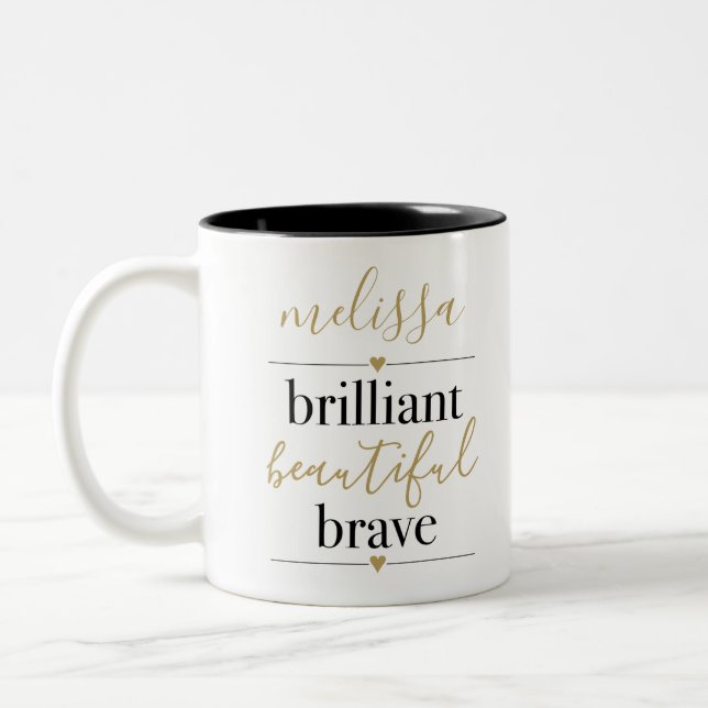 Tasse 2 Couleurs Nom personnalisé brillant beau brave  (Gauche)