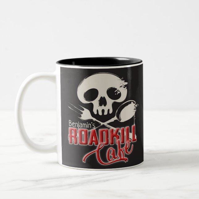 Tasse 2 Couleurs NOM personnalisé Cheeky Roadkill Café Diner (Gauche)