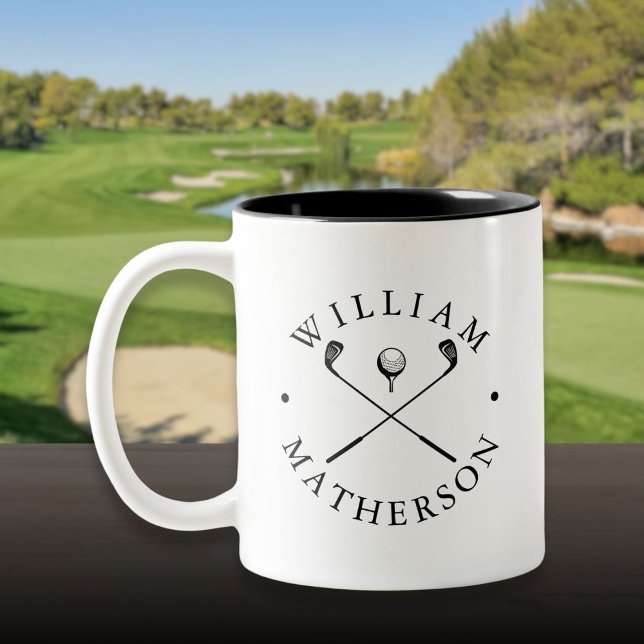 Tasse 2 Couleurs Nom personnalisé Classic Golf Clubs (Personalized Name Classic Golf Clubs Two-Tone Coffee Mug)