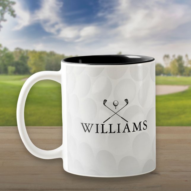 Tasse 2 Couleurs Nom Personnalisé Clubs De Golf Et Bal (Personalized Name Golf Clubs And Ball Two-Tone Coffee Mug)