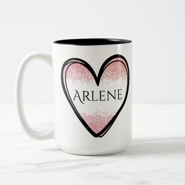 Tasse 2 Couleurs Nom personnalisé Coeur Mug, Nom personnalisé Coffe (Gauche)