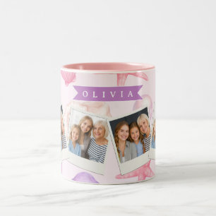 Tasse 2 Couleurs Nom personnalisé côtier coquillage pastel personna