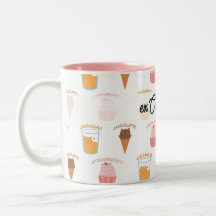 Nom personnalisé Cupcake rose et motif de chat noi