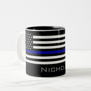 Tasse 2 Couleurs Nom personnalisé Indicateur de ligne bleue mince