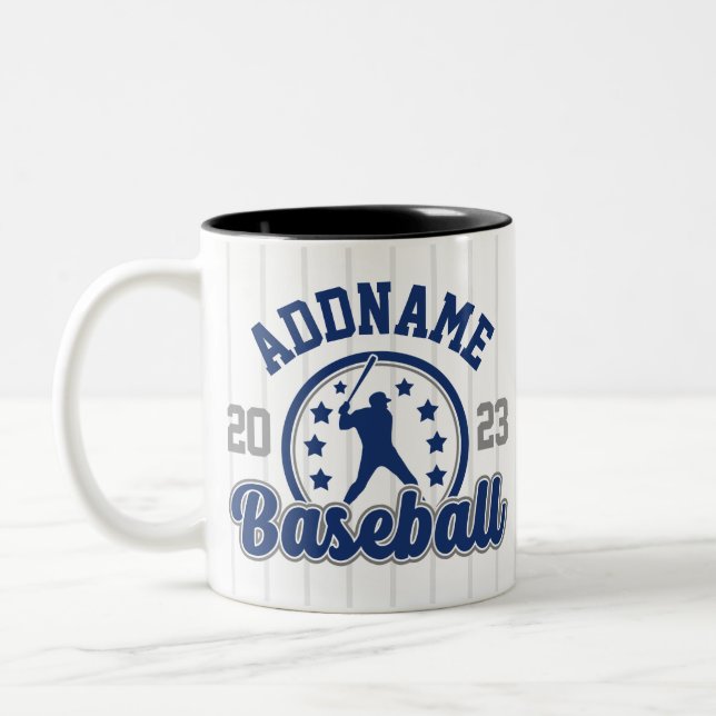 Tasse 2 Couleurs NOM PERSONNALISÉ Jeu du joueur de l'équipe de base (Gauche)