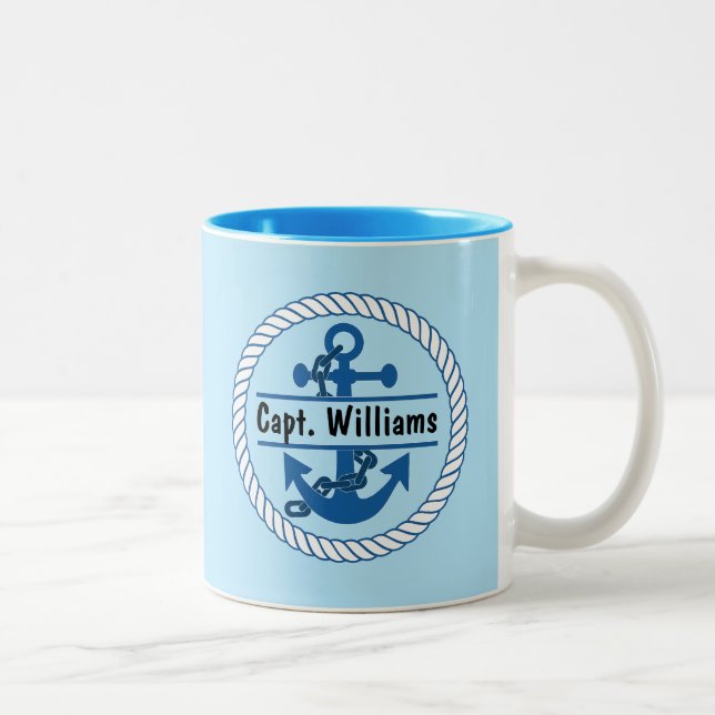 Tasse 2 Couleurs Nom personnalisé Marine Bleu Ancre marine (Droit)