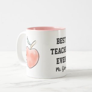 Tasse 2 Couleurs Nom personnalisé Meilleur enseignant jamais aquare