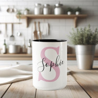 Nom personnalisé moderne Monogramme rose